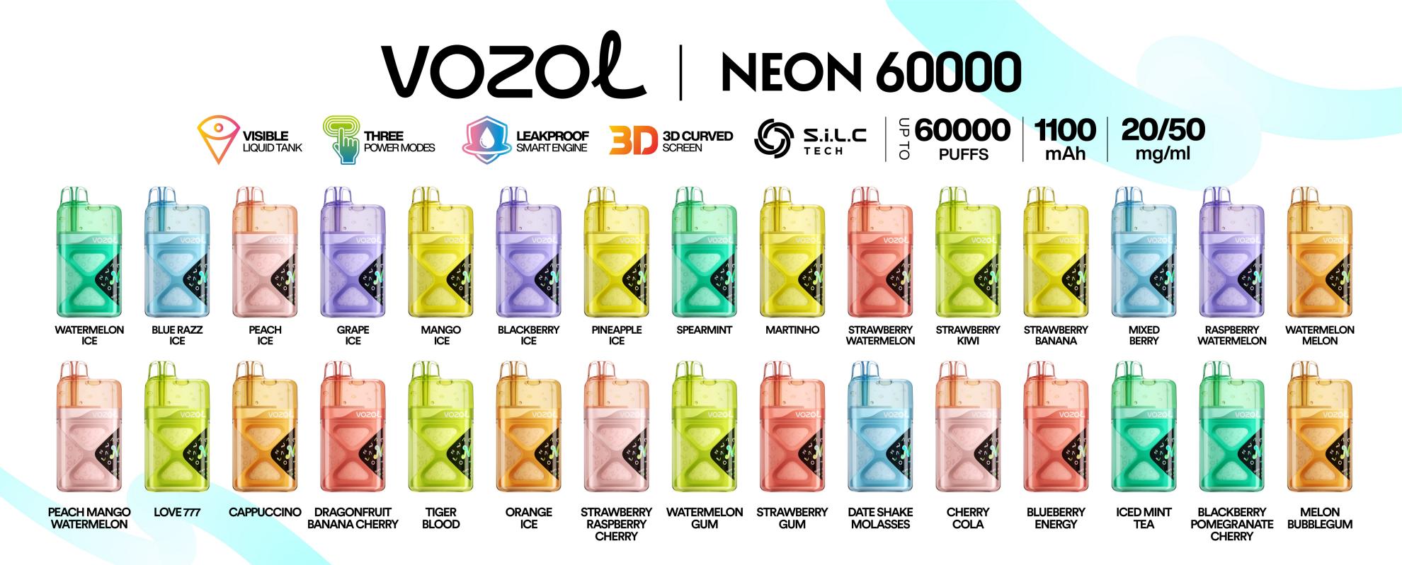 Vozol neon 60000 Puffs | Vape Kopen Flavor List of Vozol Neon 60000 Puffs